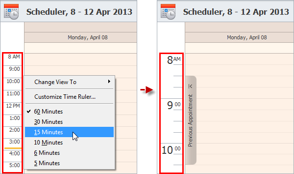 schedule tasks with time ruler