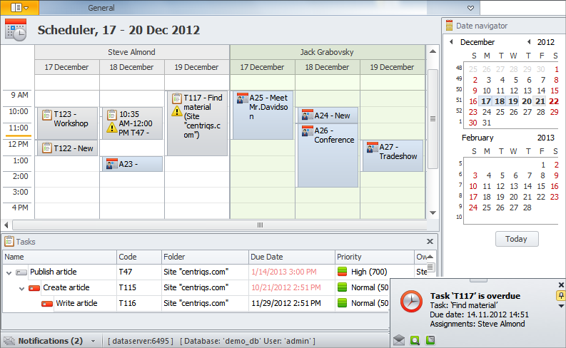 Tasks and Calendars on Single Scheduler